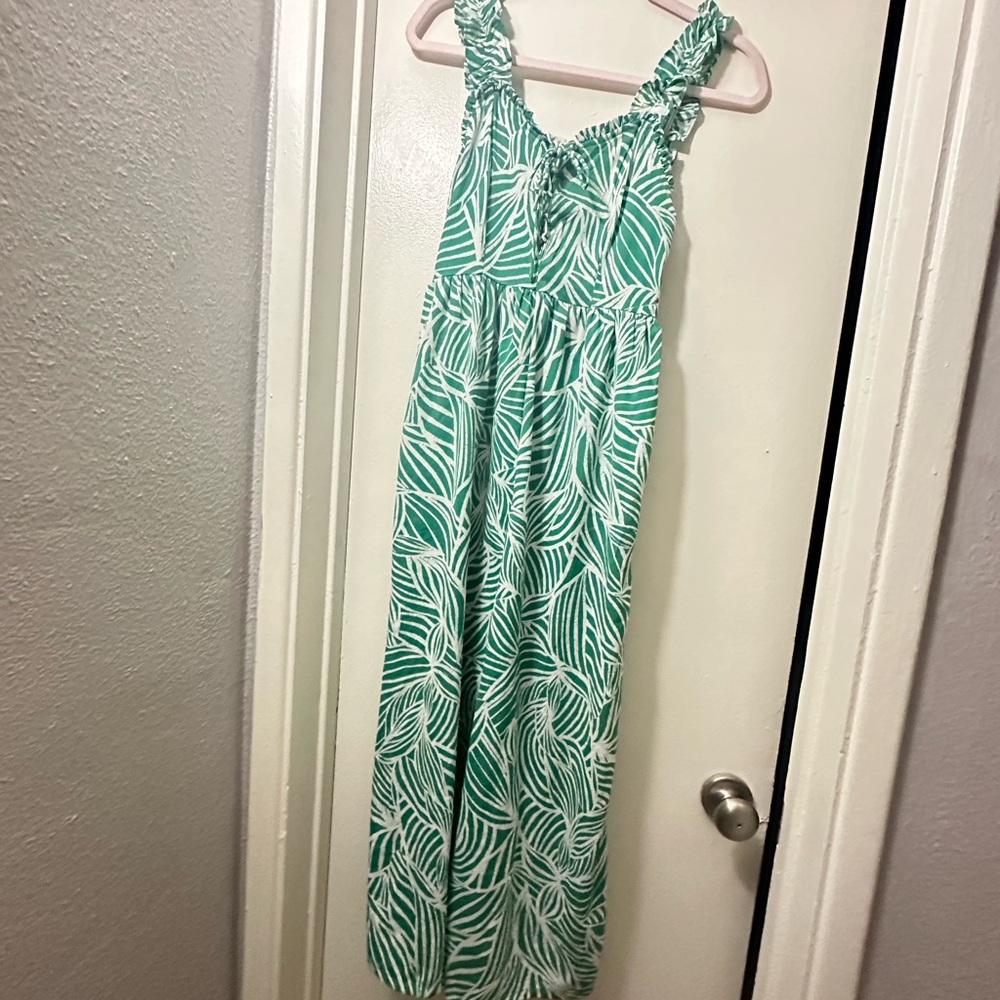 Japna Green and White Tropical Dress